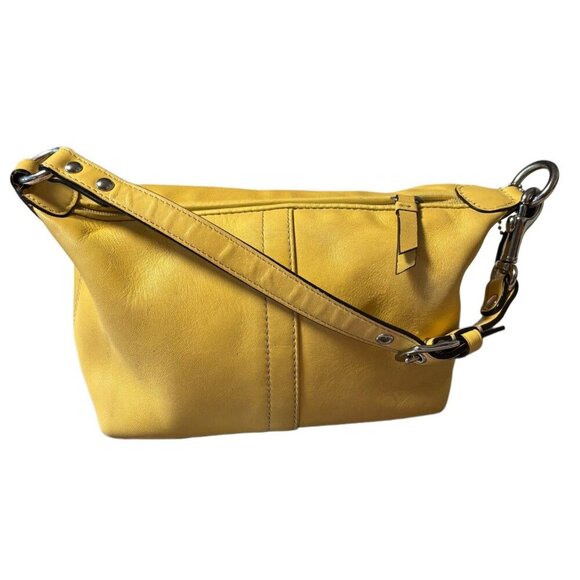 Coach Leatherware Mini Bag Mute Yellow Leather Baguette Y2K Vtg - Picture 2 of 8